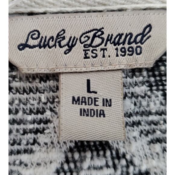 LUCKY BRAND Women's L Jacket Blazer Knit Button Up Black White Collared Bust 38" - Picture 3 of 7